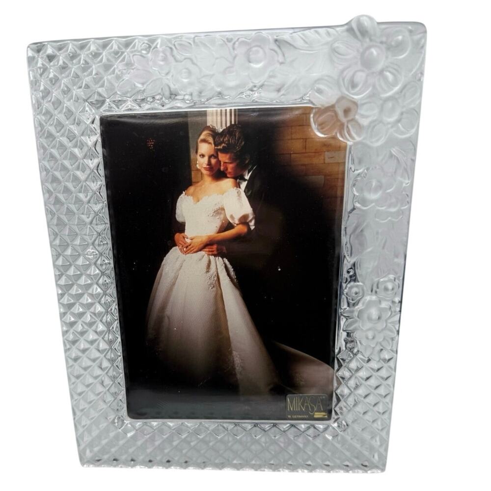 Vintage Mikasa Woodrose Crystal Photo Frame 5x7 West Germany Floral
